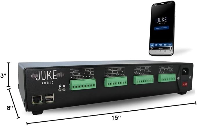Juke-8: 8 Zone Multi-Room Amplifier | Built-in Music Streaming & Wireless App