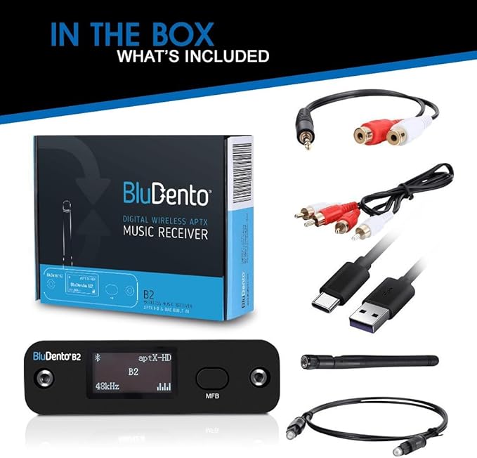 B2 aptX HD, LDAC Hi-Fi Bluetooth 5.1 Audio Receiver, Analog Stereo RCA Output