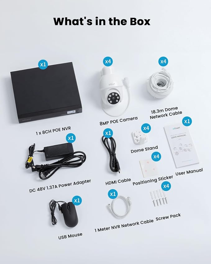 ieGeek 8MP PoE Security Camera System, 8CH NVR