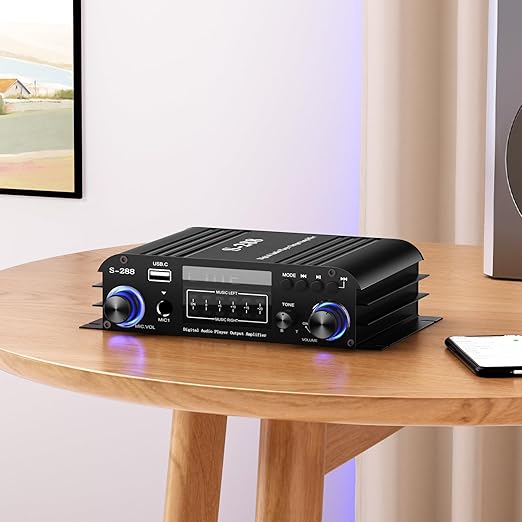 Facmogu S-288 4 CH Bluetooth 5.0 Home Audio Amplifier, RMS 45Wx4, Max 600W HiFi