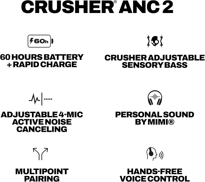 Skullcandy Crusher ANC 2 Wireless Over-Ear Bluetooth Headphones