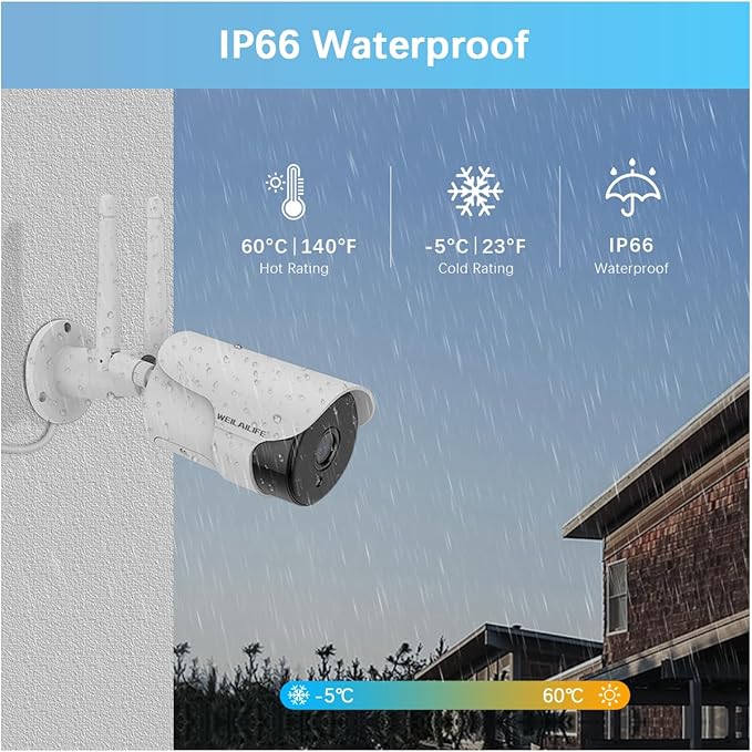 WEILAILIFE 【2-Way Audio】 5MP Outdoor Wireless Security Camera System, WiFi
