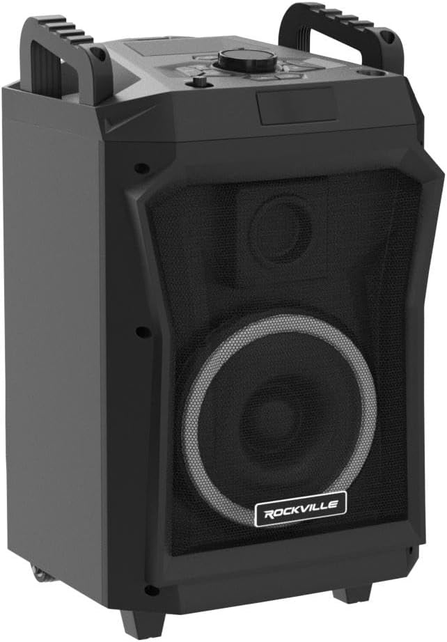 Rockville ROCKNGO 800 10" Portable Bluetooth Speaker, LED Lights, Mic Priority