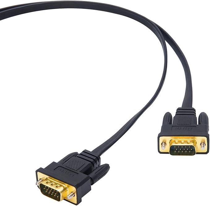 DTech 25ft Ultra Thin Flat Type Computer Monitor VGA Cable Standard 15 Pin Male