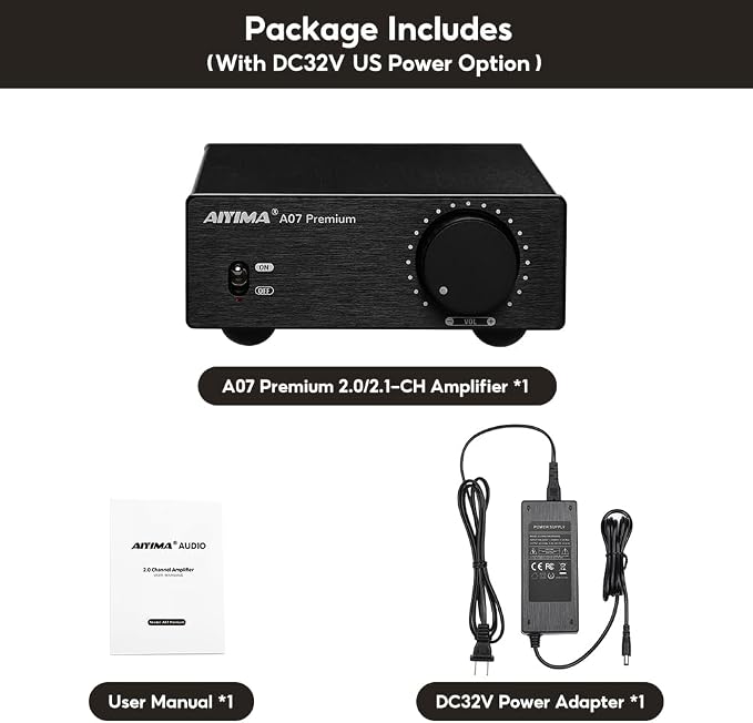 AIYIMA A07 Premium TPA3255 Power Amplifier 300Wx2 HiFi Class D Amp Mini 2