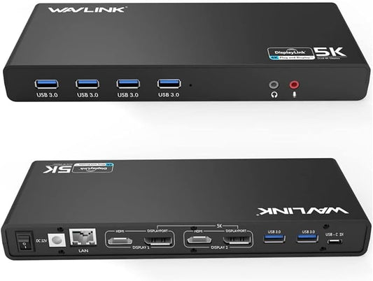 WAVLINK Pro Dual 4K@60Hz Universal Docking Station | USB 3.0/USB-C Laptop Dock