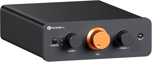 Fosi Audio P4 Mini Preamp with 3 RCA Inputs, Home Audio Stereo Pre amp