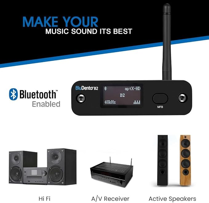 B2 aptX HD, LDAC Hi-Fi Bluetooth 5.1 Audio Receiver, Analog Stereo RCA Output