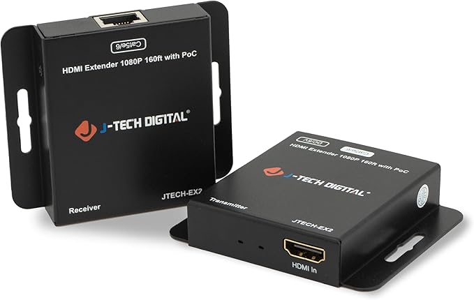 J-Tech Digital HDMI Extender Over Single Ethernet Cat5e/6/7 1080P Up to 1080P