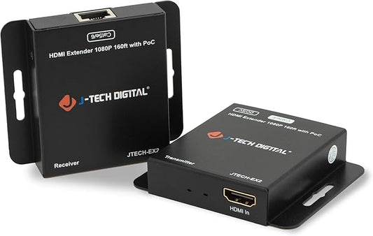 J-Tech Digital HDMI Extender Over Single Ethernet Cat5e/6/7 1080P Up to 1080P