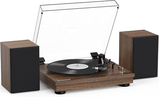 Vinyl Record Player with 24W HiFi Stereo Speakers Vintage Bluetooth Turnable