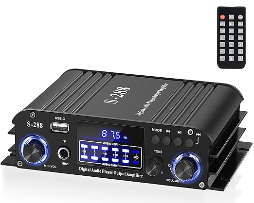 Facmogu S-288 4 CH Bluetooth 5.0 Home Audio Amplifier, RMS 45Wx4, Max 600W HiFi