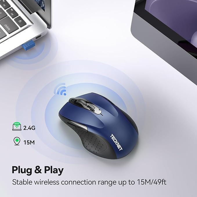 TECKNET Wireless Mouse for Laptop, Silent Mouse Quiet Click, Computer Mice