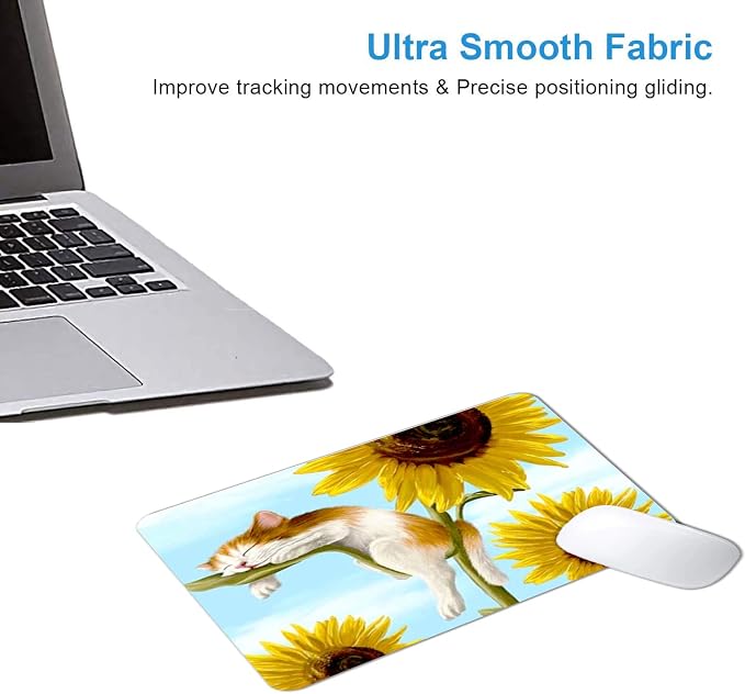 Cats and Sunflowers Mouse Pad Non-Slip Rubber Base Gaming MousePads