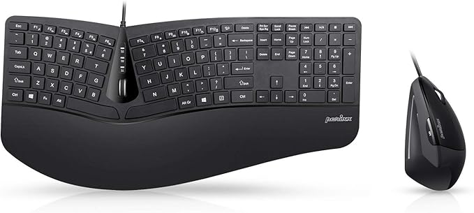 Perixx Periduo-505, Wired USB Ergonomic Split Keyboard and Vertical Mouse Combo
