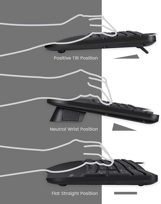 Perixx Periduo-505, Wired USB Ergonomic Split Keyboard and Vertical Mouse Combo