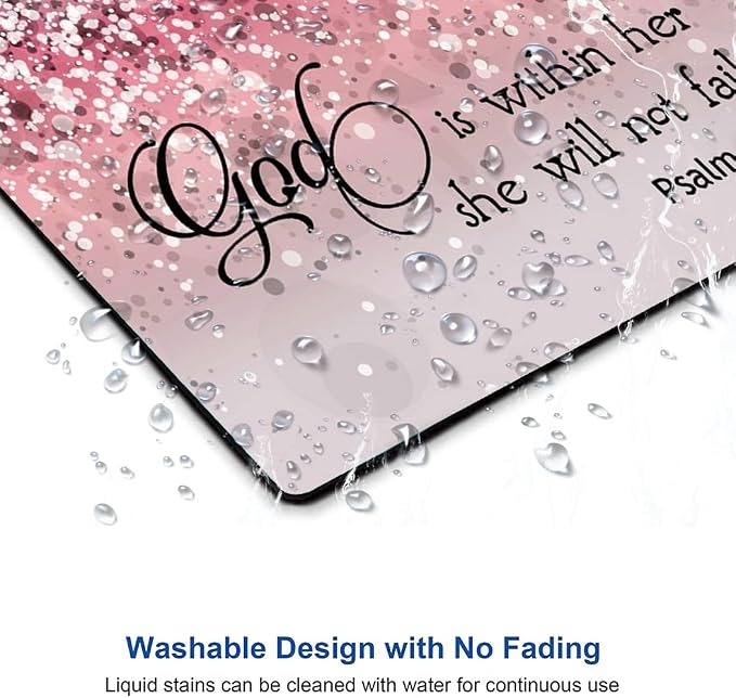 Mouse Pad, Bible Verse Pink Sparkles Glitter Mouse pad, Square Waterproof Mouse