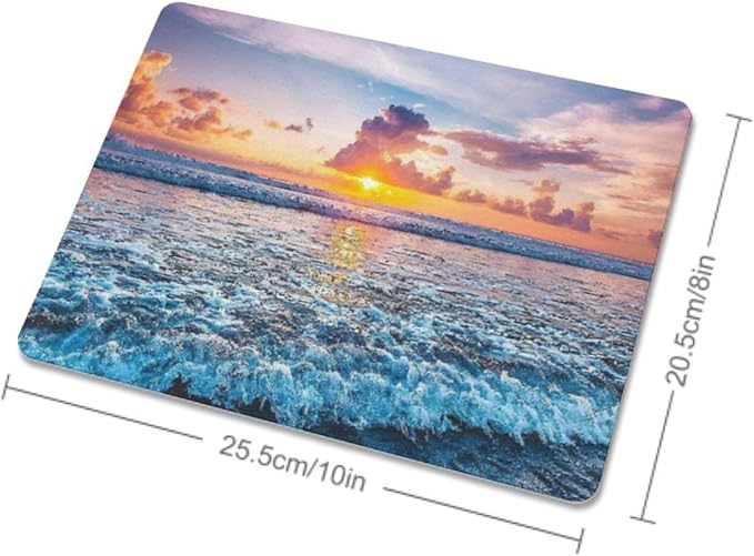 Sunset Ocean Wave Mouse Pad, Square Mousepad, Waterproof Mouse Mat Non-Slip