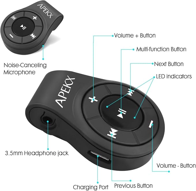 APEKX Clip Bluetooth Audio Adapter