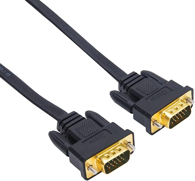 DTech 25ft Ultra Thin Flat Type Computer Monitor VGA Cable Standard 15 Pin Male