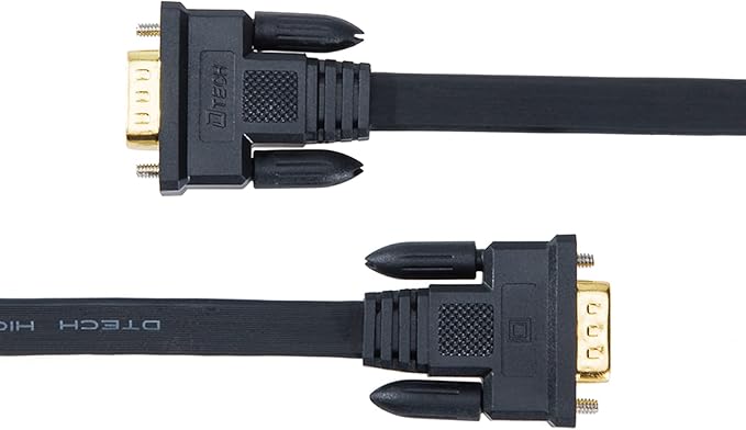 DTech 25ft Ultra Thin Flat Type Computer Monitor VGA Cable Standard 15 Pin Male