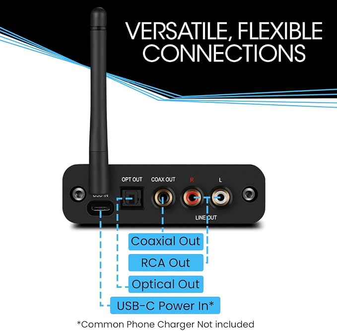 B2 aptX HD, LDAC Hi-Fi Bluetooth 5.1 Audio Receiver, Analog Stereo RCA Output