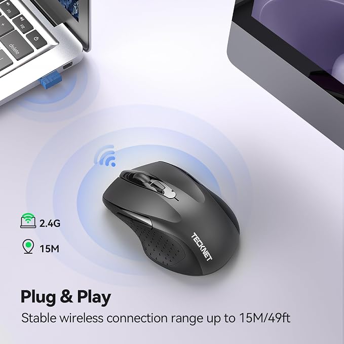 TECKNET Wireless Mouse for Laptop, Silent Mouse Quiet Click, Computer Mice