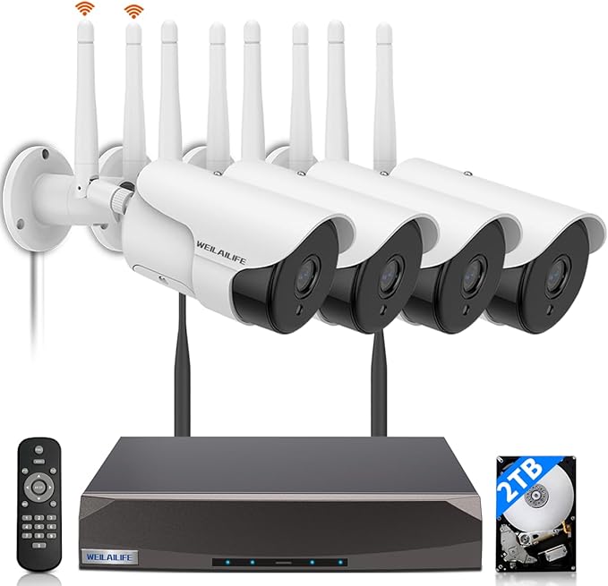 WEILAILIFE 【Dual Antenna Enhanced】 5MP Outdoor Wireless Security Camera System