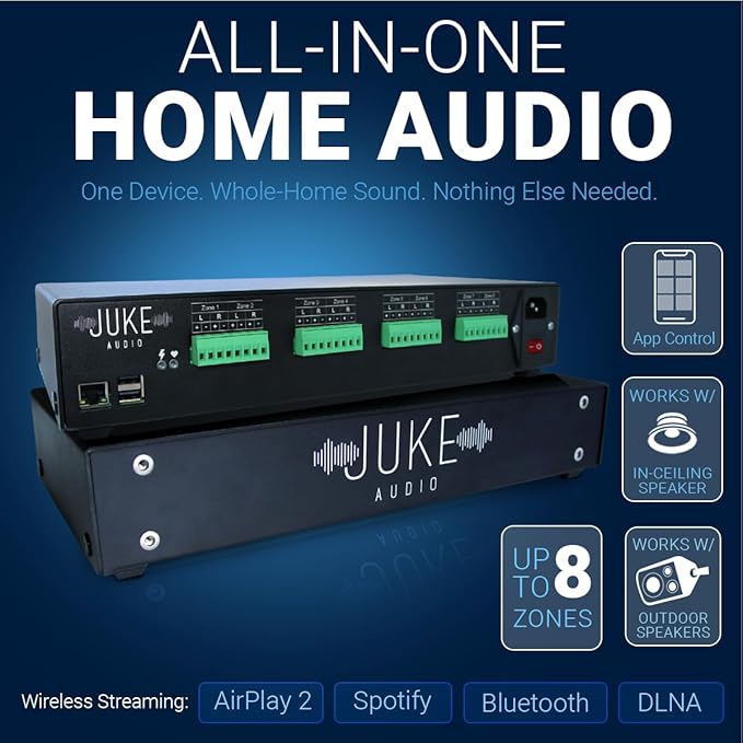 Juke-8: 8 Zone Multi-Room Amplifier | Built-in Music Streaming & Wireless App