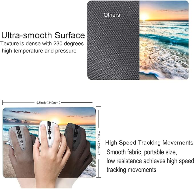 Mouse Pad, Premium-Textured Mouse Mat, Non-Slip Rubber Base Mousepad
