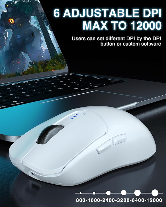 AULA SC580 Wireless Gaming Mouse, Tri-Mode 2.4G/BT5.0/USB-C Gaming Mouse