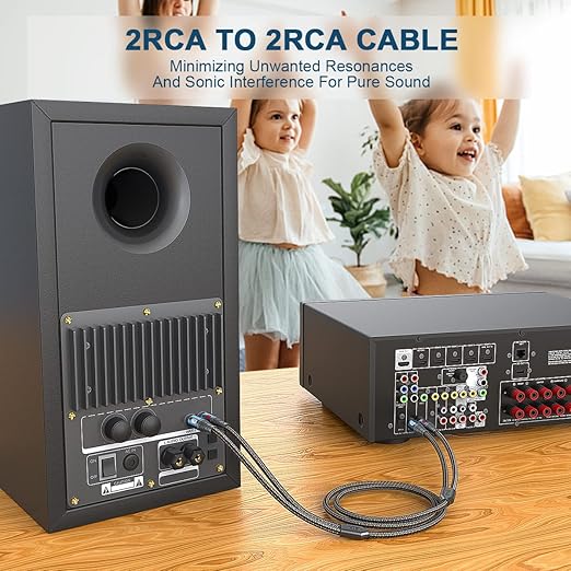 RCA Cable Subwoofer Cable 2RCA Male to 2RCA Male Stereo Audio Cable Y Splitter