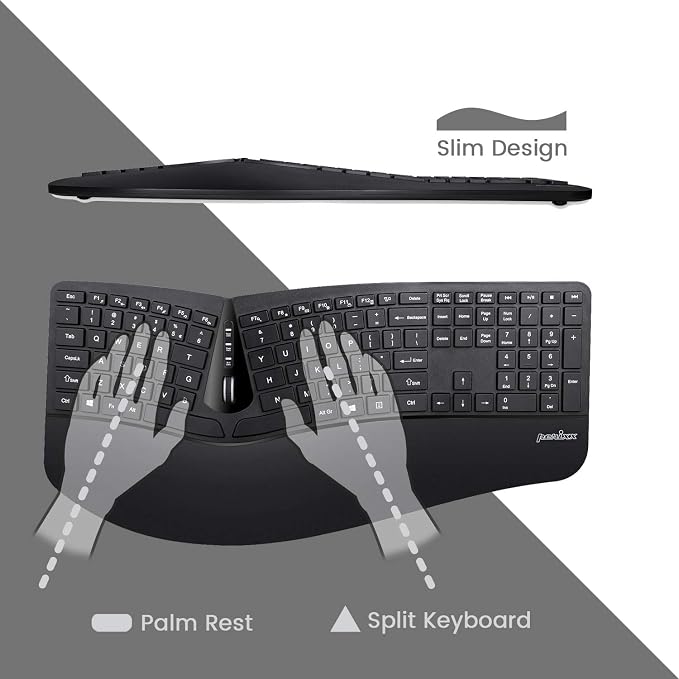 Perixx Periduo-605, Wireless Ergonomic Split Keyboard and Vertical Mouse Combo