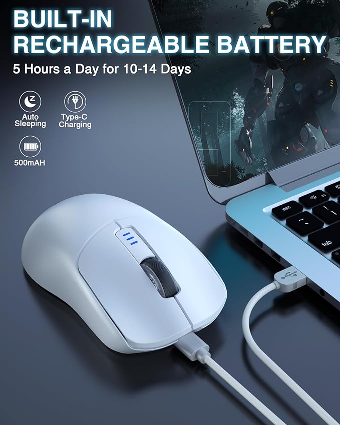 AULA SC580 Wireless Gaming Mouse, Tri-Mode 2.4G/BT5.0/USB-C Gaming Mouse