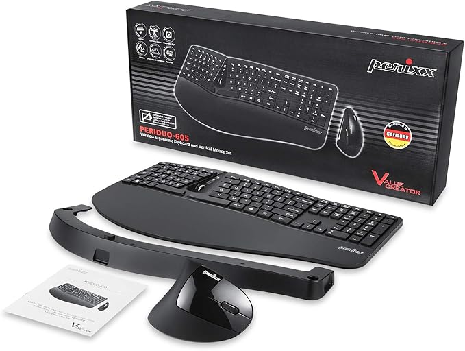 Perixx Periduo-605, Wireless Ergonomic Split Keyboard and Vertical Mouse Combo