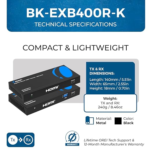 OREI 4K @ 120Hz HDMI Over Ethernet Extender Balun