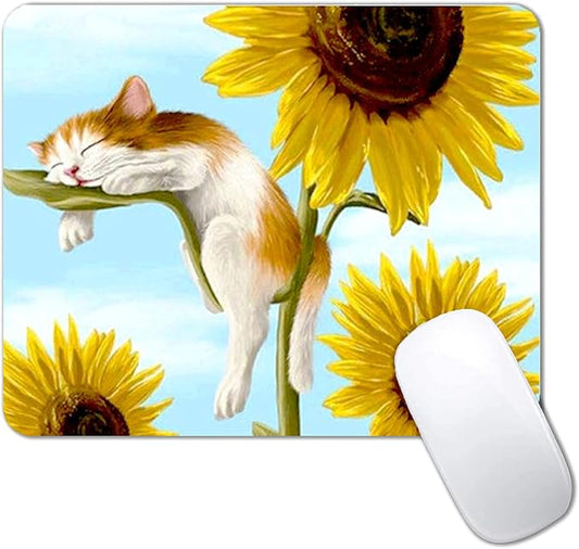Cats and Sunflowers Mouse Pad Non-Slip Rubber Base Gaming MousePads