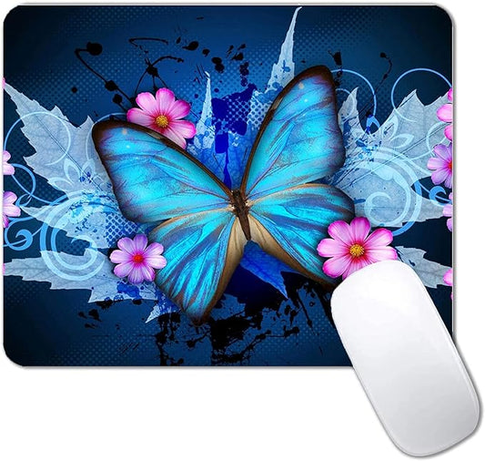 Blue Butterfly Mouse Pad Non-Slip Rubber Base Gaming MousePads