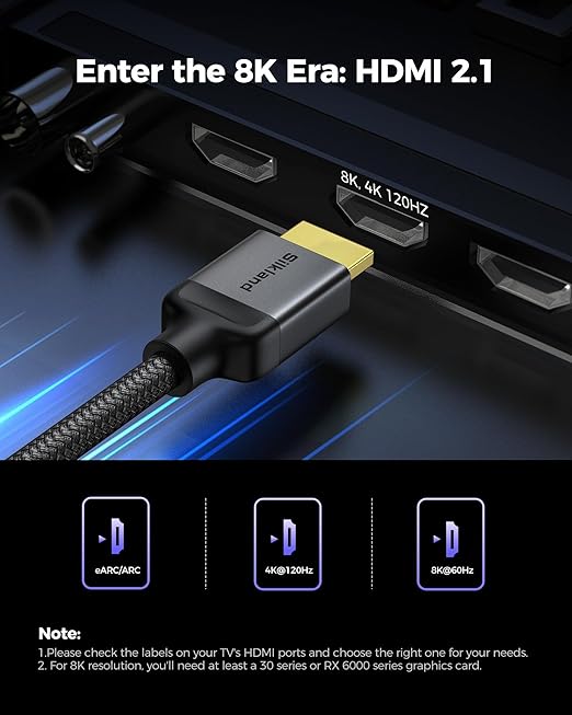Silkland 10K 8K HDMI 2.1 Cable 10ft, Certified Ultra High Speed HDMI Cable