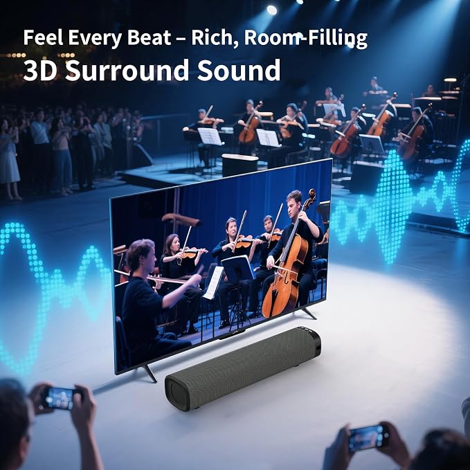 Sound Bar for Smart TV, Surround Sound System for TV – 50W Bluetooth Soundbar