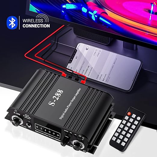 Facmogu S-288 4 CH Bluetooth 5.0 Home Audio Amplifier, RMS 45Wx4, Max 600W HiFi