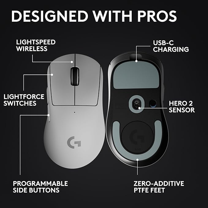 Logitech G PRO X Superlight 2 DEX Wireless Gaming Mouse, 60g pro-Grade
