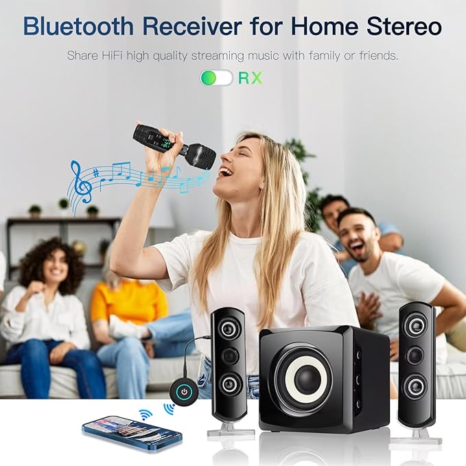 Bluetooth 5.3 Transmitter for TV/Airplane, 2-in-1 Bluetooth Transmitter