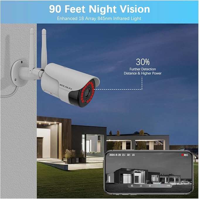 WEILAILIFE 【Dual Antenna Enhanced】 5MP Outdoor Wireless Security Camera System
