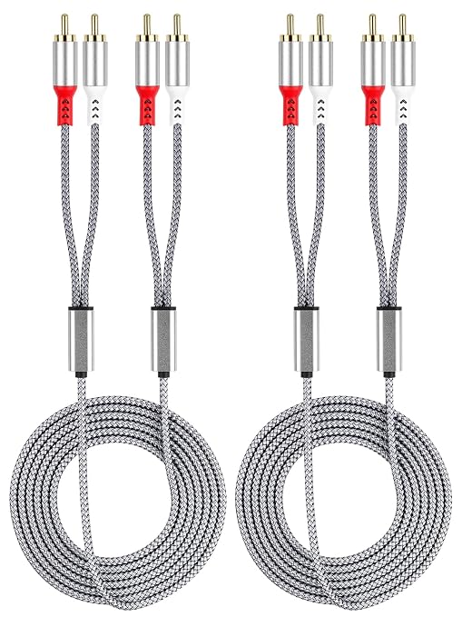 2 Pack 2RCA to 2RCA Cable 2 RCA Male Hi-Fi Systems Audio Stereo Subwoofer Cable