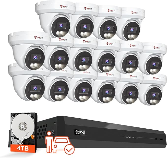 Anpviz 4K 16CH PoE Security Camera System, Smart Color Night Vision, 8MP/4K 16