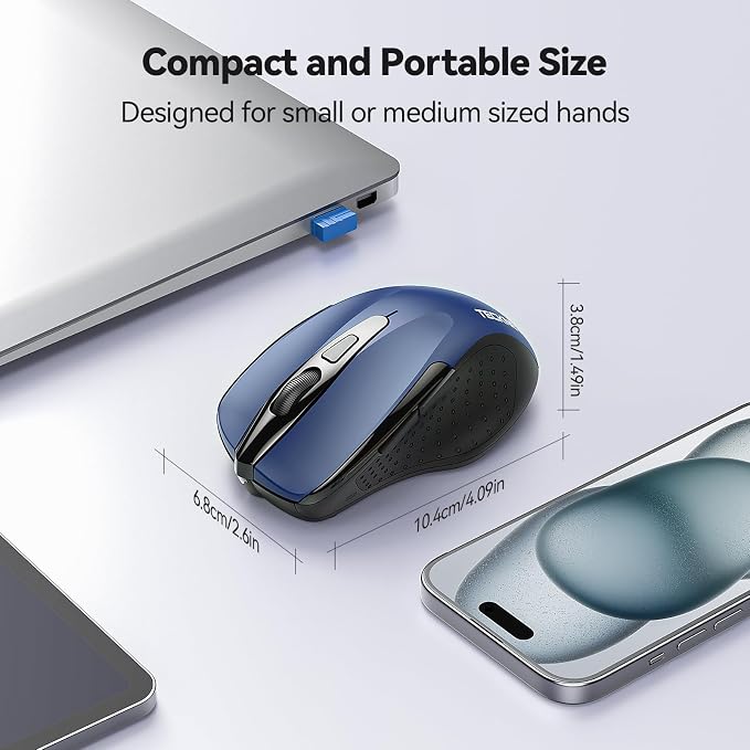 TECKNET Wireless Mouse for Laptop, Silent Mouse Quiet Click, Computer Mice