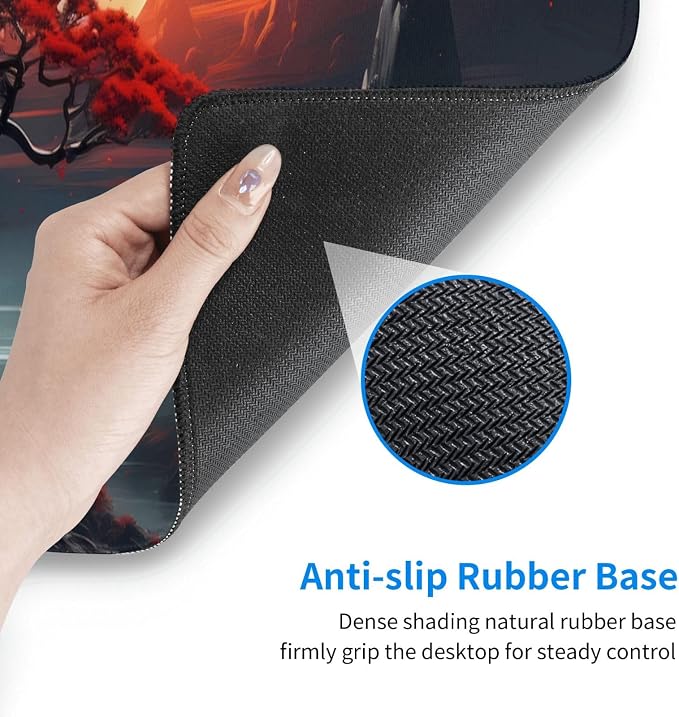 Darkness Red Moon Desk Mat Japanese Mouse Pad, Large Japanese Desk Mat