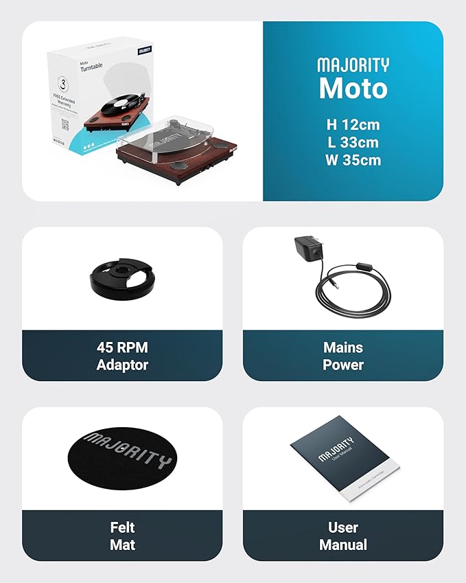 Vinyl Record Player with Bluetooth 5.3 in & Out | Record Player with Speakers &