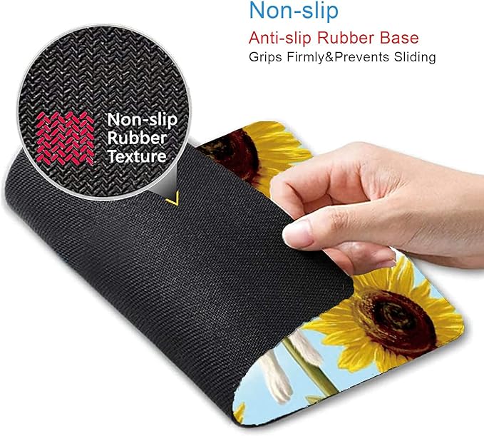Cats and Sunflowers Mouse Pad Non-Slip Rubber Base Gaming MousePads
